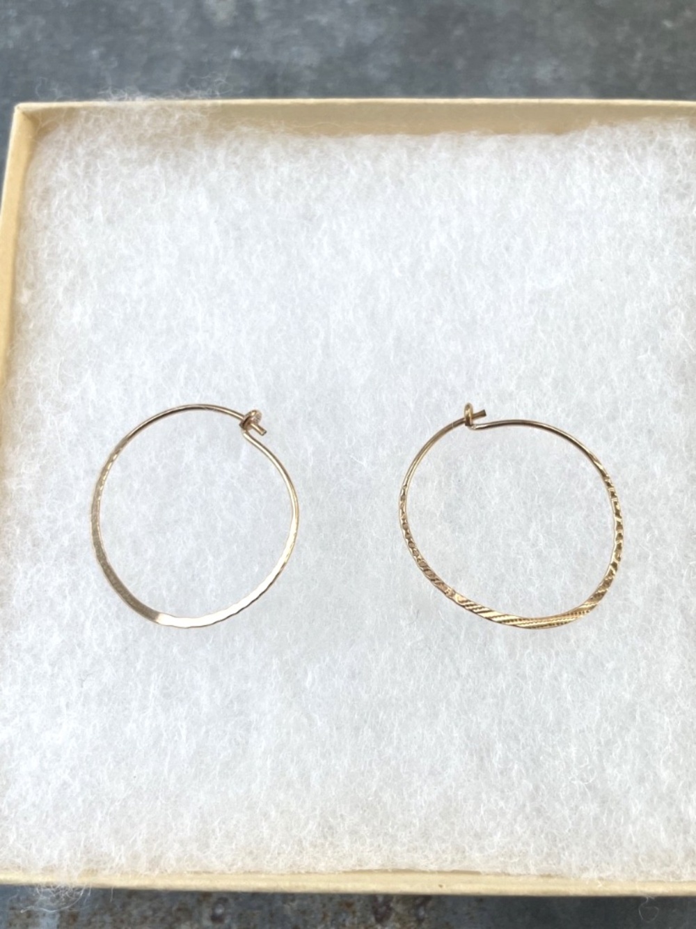 Gold Hoop Earrings - Lightweight Textured Hoops